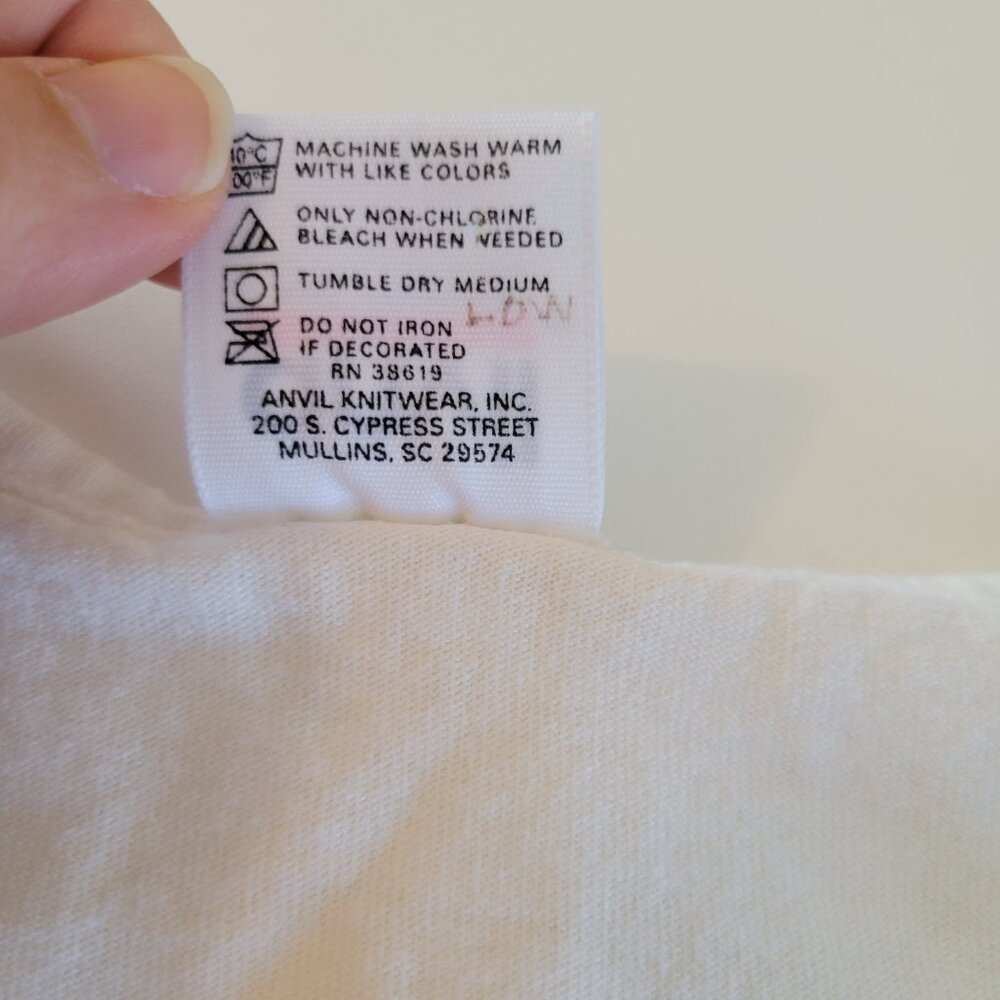 Vintage Anvil White T Shirt Womens Size Medium Made in USA Roses Single Stitch - Picture 7 of 14